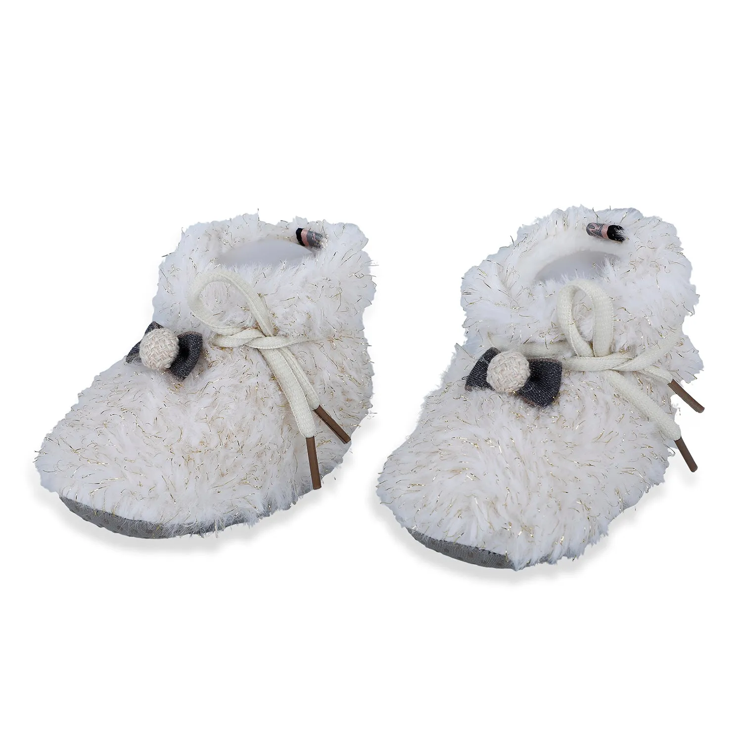 Baby Moo Papa's Angel Velcro Warm Furry Booties - Cream