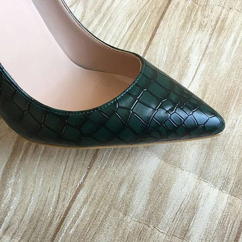CrocGlam Embossed Slip-on Designer High Heel Pumps