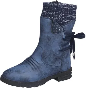 Fall Boots for Women 2024 Women's Mid Calf Fashion Winter Snow Boots Comfortable Warm Vintage Knee High Boots Shoes