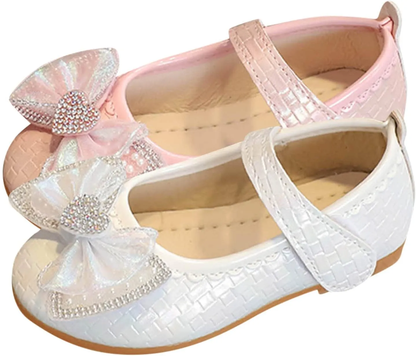 Fashion Summer Children Sandals Girls Casual Shoes Flat Bottom Lightweight Rhinestone Pearl Bow Slide Sandals