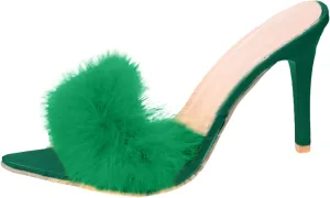High Heels for Women Round Toe Heels Sandal Feather Sexy Slippers Heeled Slippers Stiletto Heels Bridal Shoes