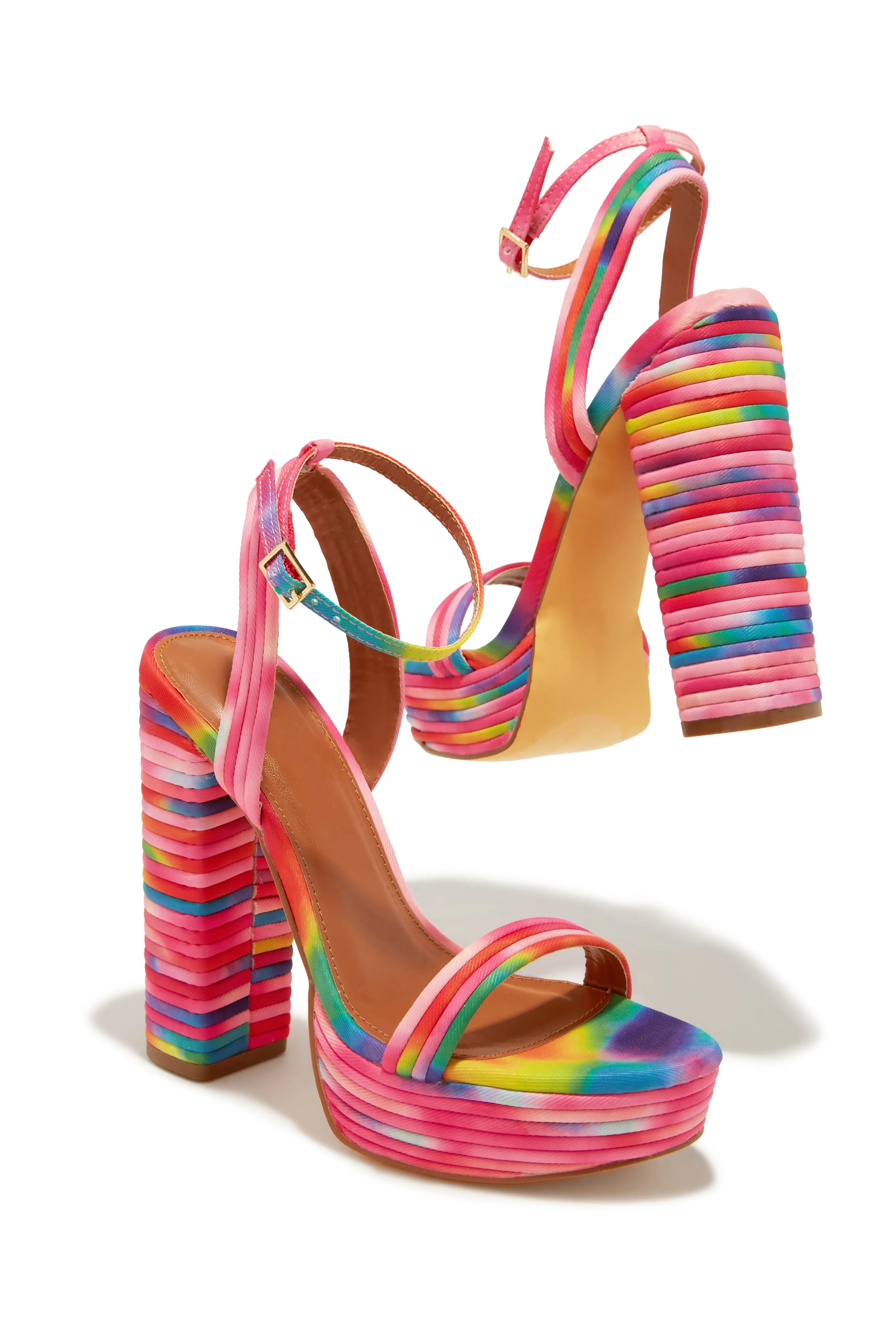 Jazzlyn Platform Block Heels - Rainbow