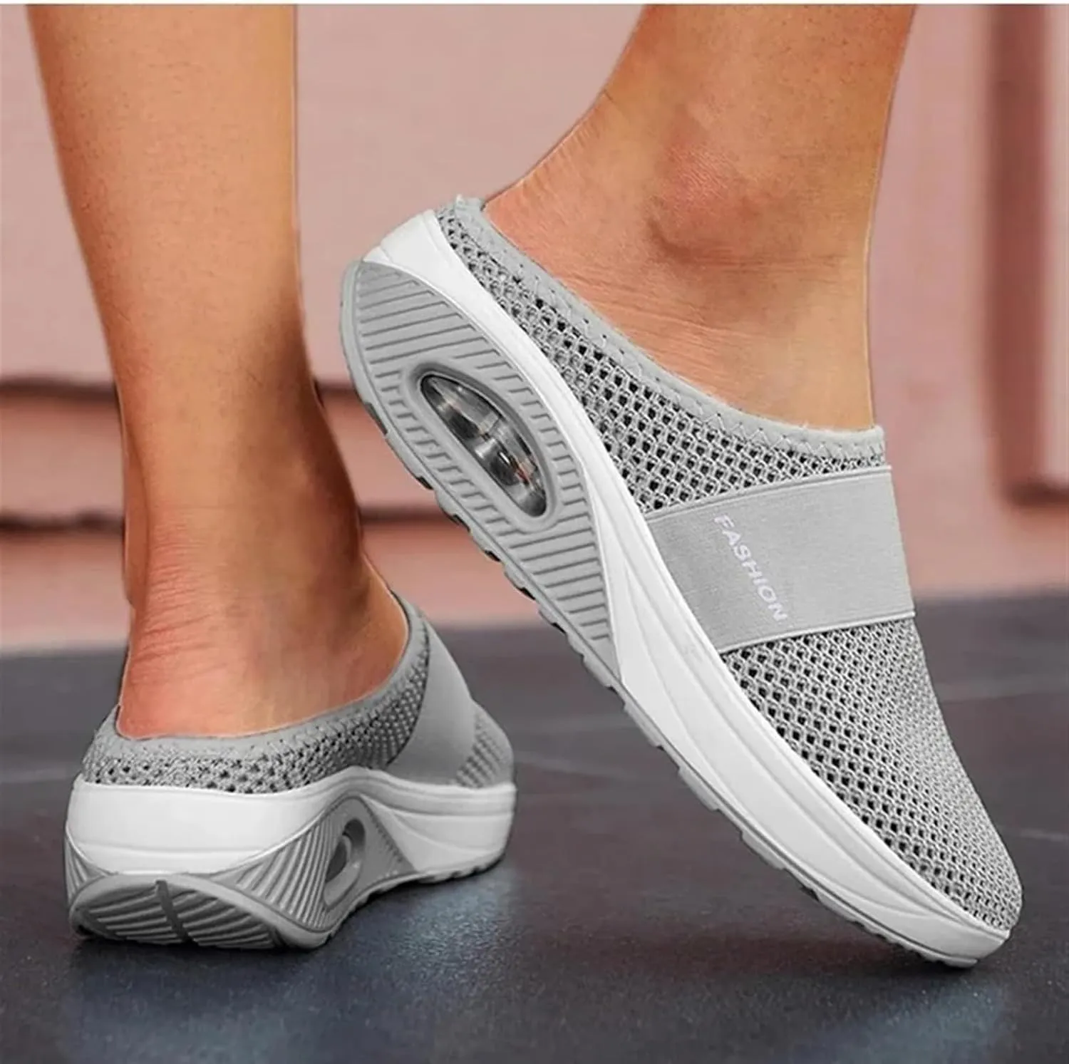 Mmoneyake Mules for Women 2025 Open Back Slip On Shoes Wide Width Clogs Mesh Slippers Air Cushion Orthopedic Diabetic Walking Shoes Backless Breathable Sneakers Closed Toe Slides