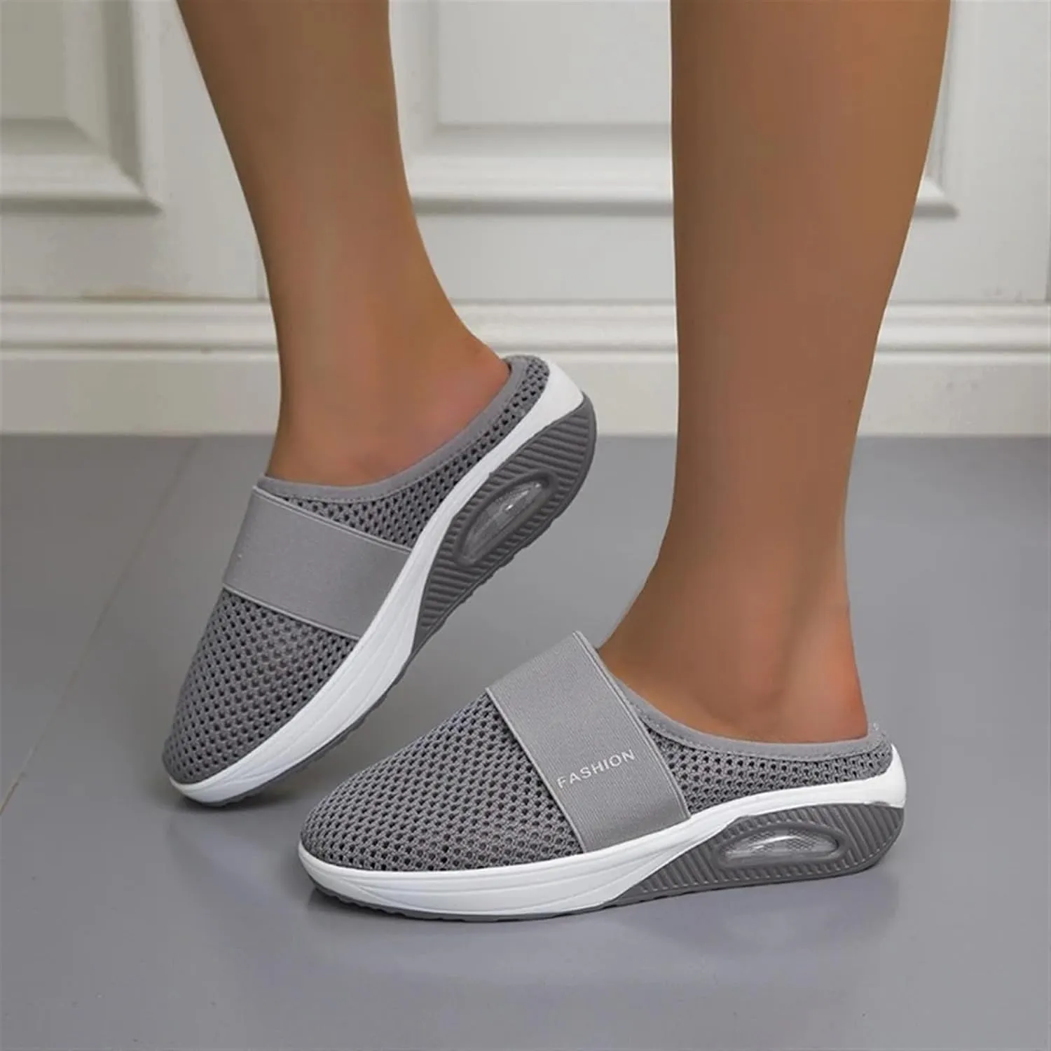 Mmoneyake Mules for Women 2025 Open Back Slip On Shoes Wide Width Clogs Mesh Slippers Air Cushion Orthopedic Diabetic Walking Shoes Backless Breathable Sneakers Closed Toe Slides