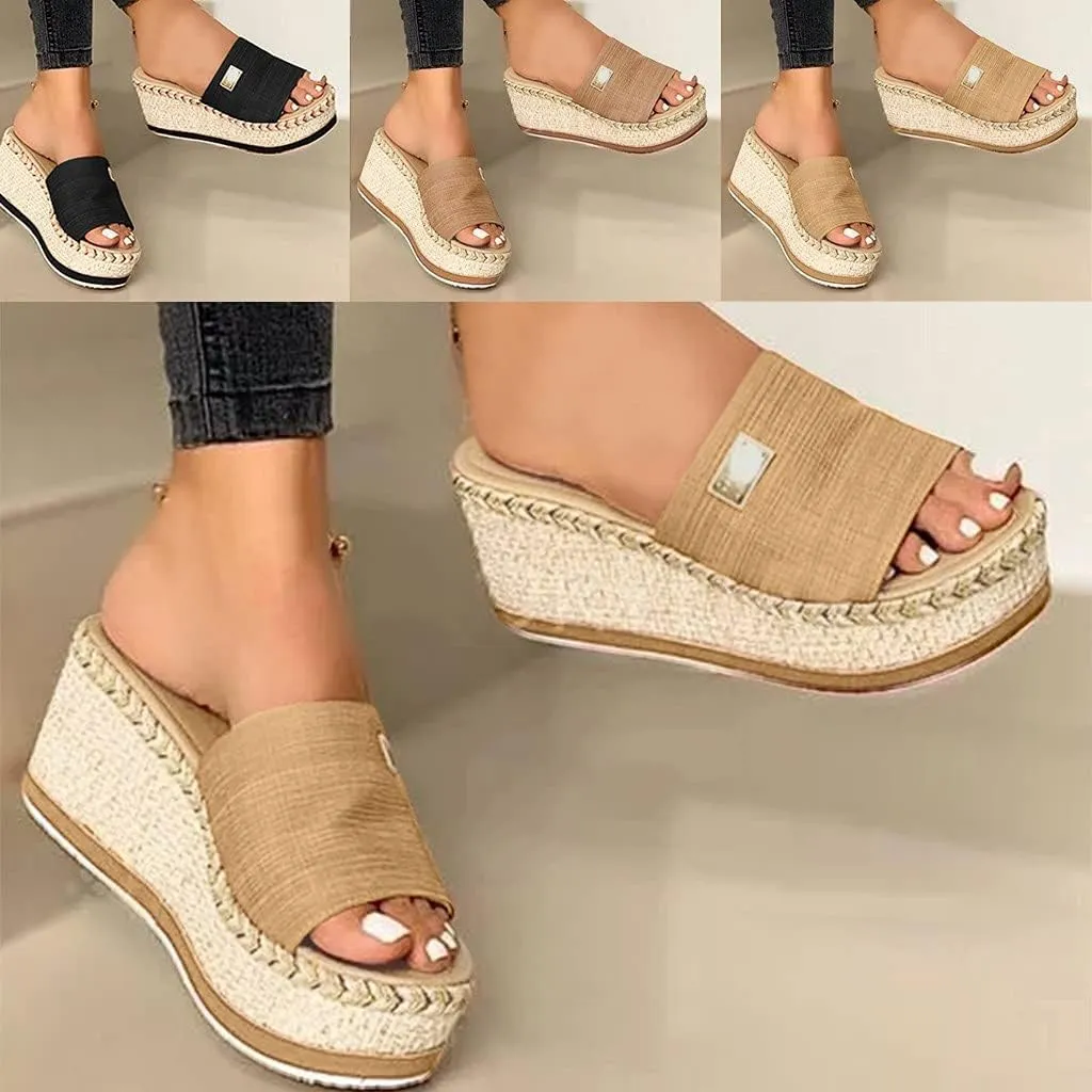 Sandals Women Fashion Wide Width Sandal Summer Wedges Open Toe Sandals Platform Casual Summer Middle Heels Sandal