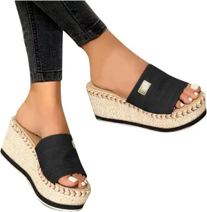 Sandals Women Fashion Wide Width Sandal Summer Wedges Open Toe Sandals Platform Casual Summer Middle Heels Sandal