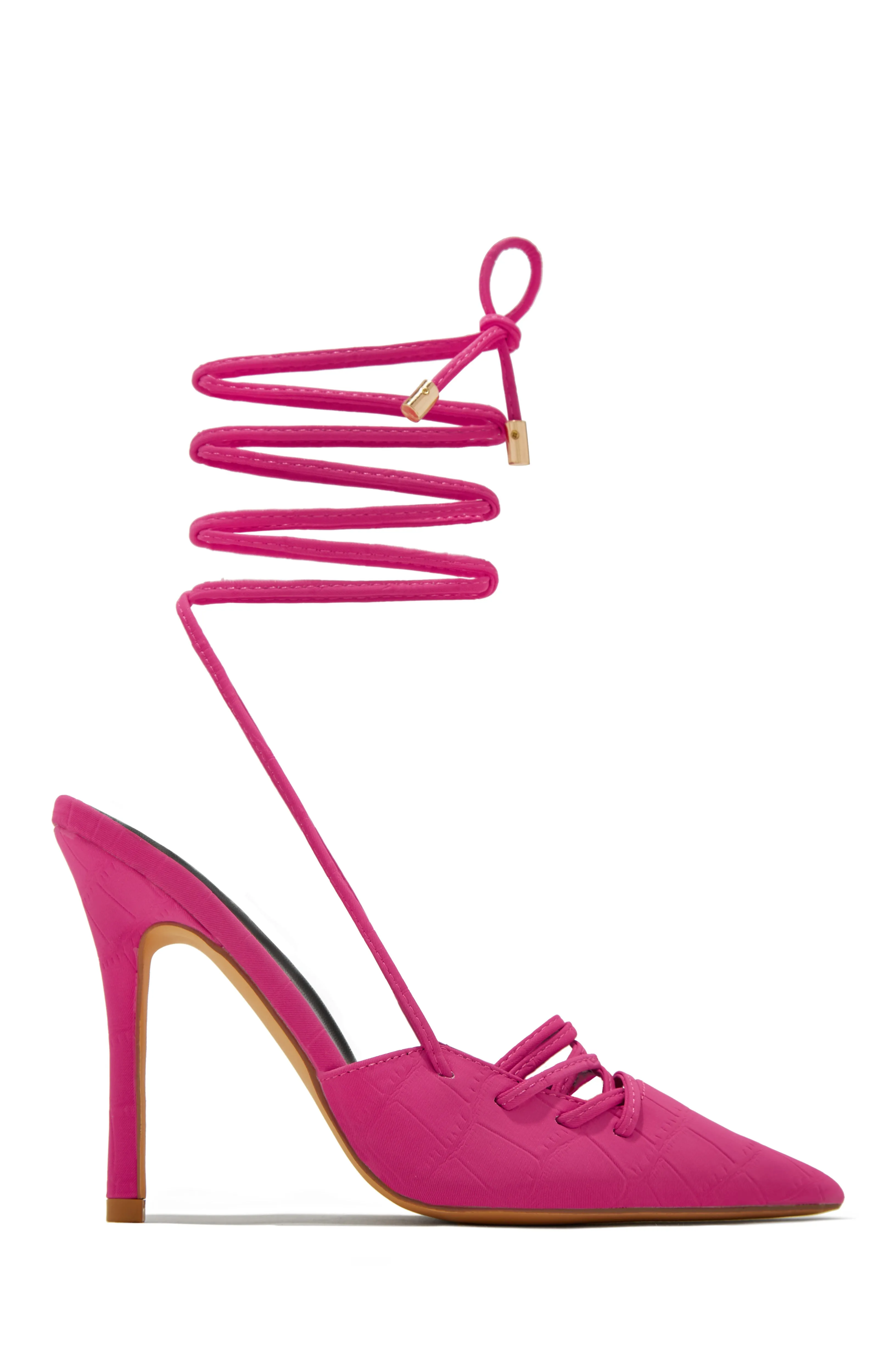 Simone Lace Up High Heel Pumps - Pink
