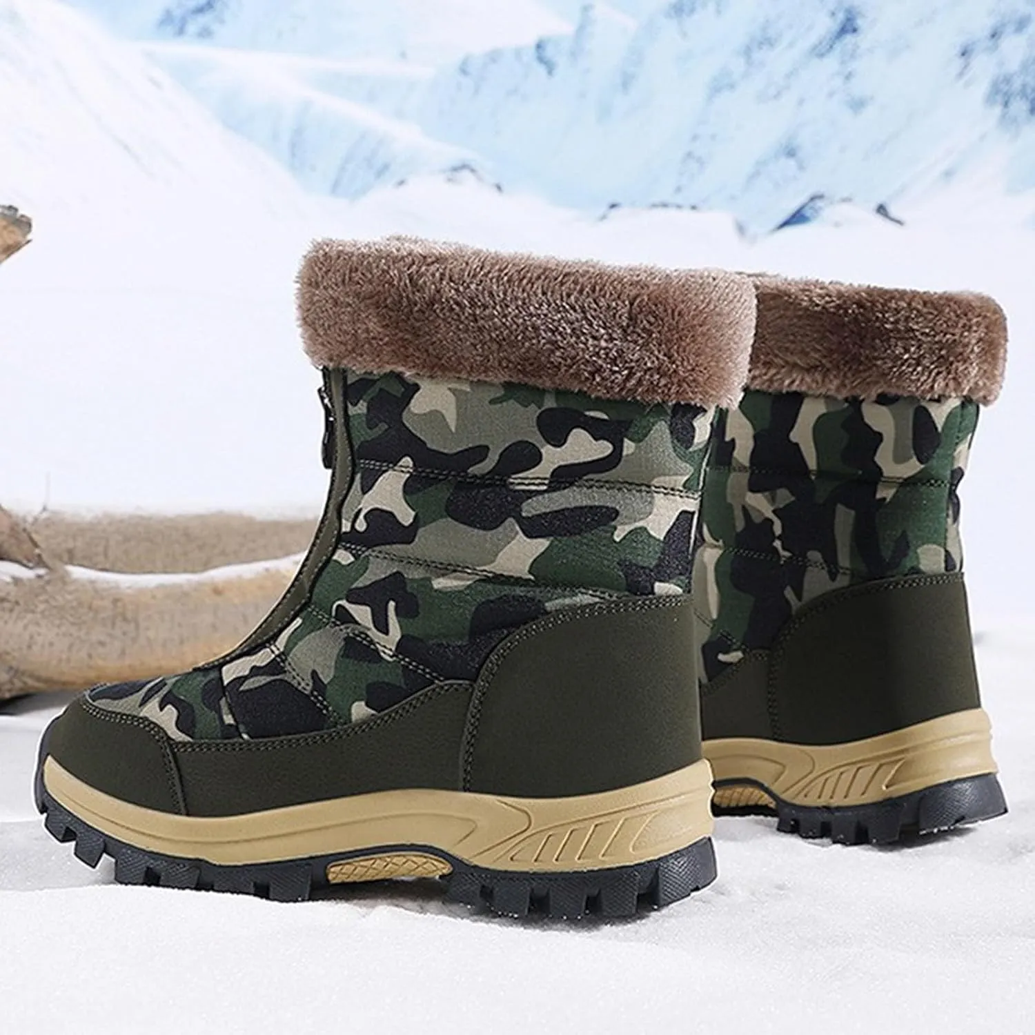 Snow Boots for Women Winter High-Top Large Size Cotton Shoes Thickened Long Hair Velvet Warm Mid-Calf Snow Boots