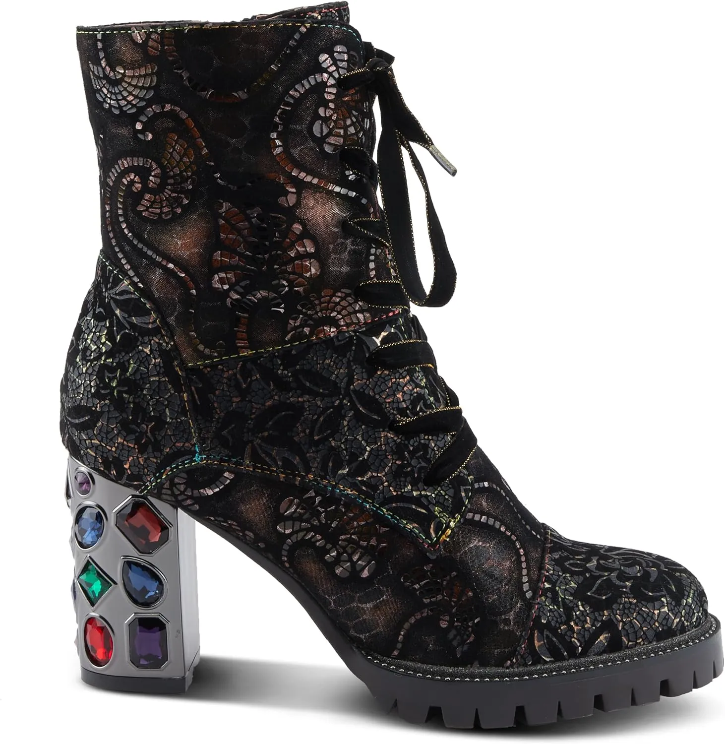 Spring Step L'Artiste Solay-Delsol Women's Combat Glam Bootie - Unique Blend, Sturdy Heel, All-Day Comfort