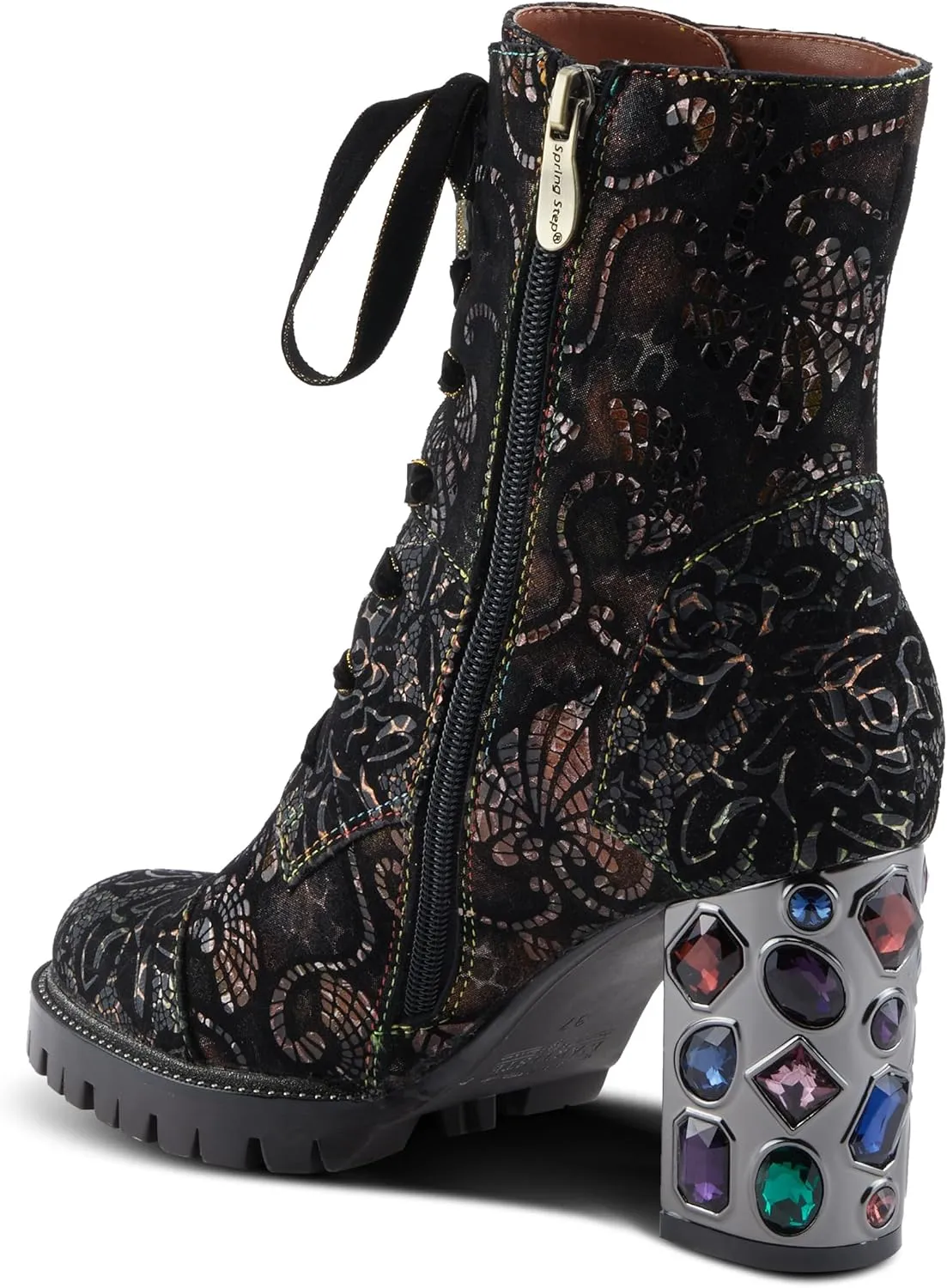 Spring Step L'Artiste Solay-Delsol Women's Combat Glam Bootie - Unique Blend, Sturdy Heel, All-Day Comfort