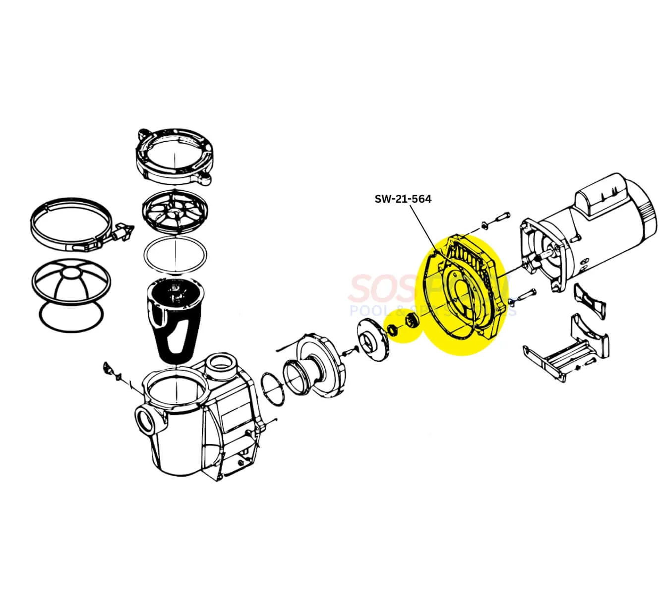 Swimables Seal Plate With Gasket and Shaft Seal For Whisperflo and Intelliflo Pumps | SW-21-564
