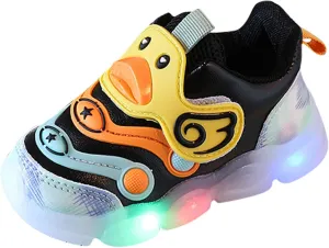 Toddler Girls Light Up Shoes Sports Shoes 1 3Years Baby Boys Led Light Luminous Running Sport Boots Shoes Gift (Black-1, 3-3.5 Years Toddler)