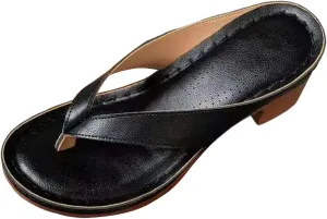 Women Summer Solid Slip On Casual Open Toe Square Heels Comfortable Beach Shoes Sandals Slide on Sandals for Women Wide