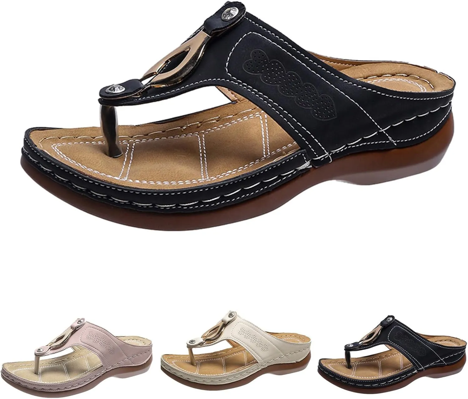 Womens Flip Flops Summer Dressy Wedge Sandals Orthopedic Platform Sandals Casual Comfortable Walking Shoes