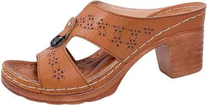 Women's Summer Fashion Sandals Mid Heel Open Toe Comfortable Casual Beach Walking Shoes Ladies Stylish Slip On